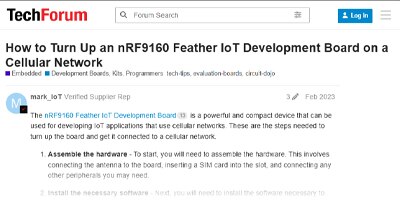 Image of How to Turn Up an nRF9160 Feather IoT Development Board on a Cellular Network