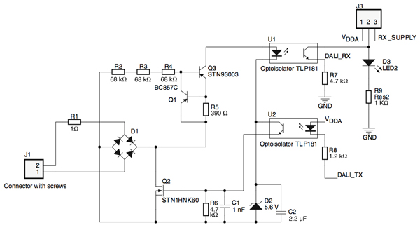 Circuit schematic of STEVAL-ILMOO1V1 module STMicroelectronics STEVAL-ILMOO1V1 模块