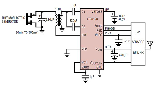 Linear’s LTC3108 Diagram of Linear’s LTC3108