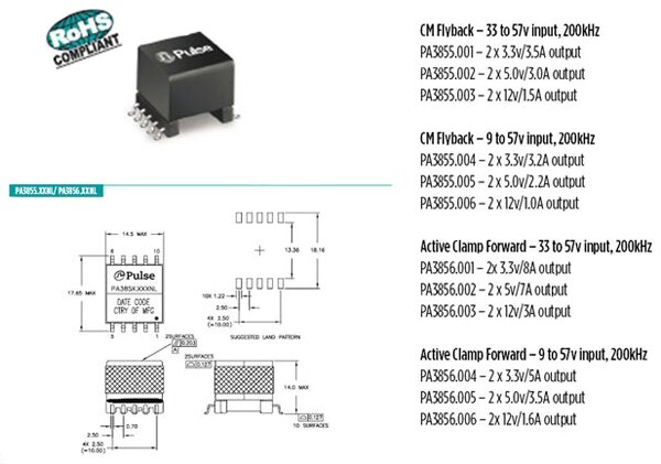 Pulse Electronics EP13Plus – PA3855 and PA3856 Image of Pulse Electronics EP13Plus – PA3855 and PA3856