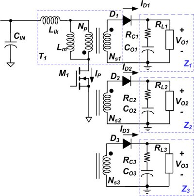 Flyback converter with multiple outputs Image of flyback converter with multiple outputs