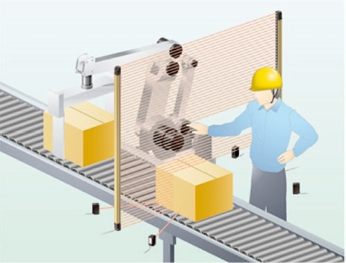 Proximity sensors placed near the conveyor Image of proximity sensors placed near the conveyor
