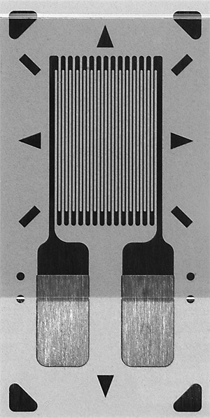General-purpose etched metal-foil strain gauge Image of general-purpose etched metal-foil strain gauge