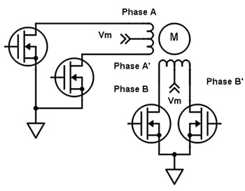 DigiKey Scheme-It two-phase unipolar winding Diagram of DigiKey Scheme-It two-phase unipolar winding