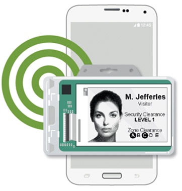 NFC-enabled batteryless e-paper badge Image of NFC-enabled batteryless e-paper badge