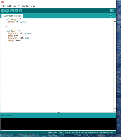 Simple blink sketch to test operation of Adafruit's ESP8266 and upload Simple blink sketch to test operation of Adafruit's ESP8266 and upload