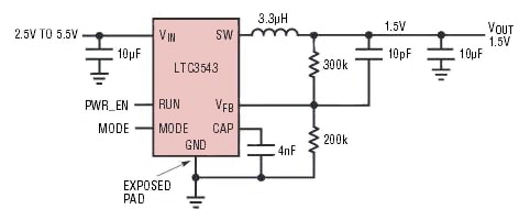 The LTC3543 DC/DC step-down buck regulator from Linear Technology has user-switchable spread-spectrum functionality, which can reduce the noise energy in specific parts of the RF spectrum, while not reducing the total noise energy. The LTC3543 DC/DC step-down buck regulator from Linear Technology has user-switchable spread-spectrum functionality, which can reduce the noise energy in specific parts of the RF spectrum, while not reducing the total noise energy.