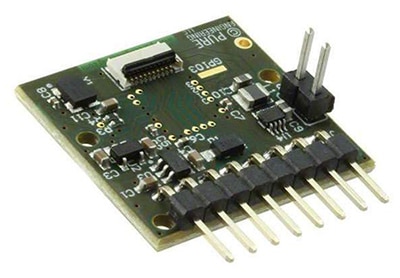 The Lepton breakout board (a) (shown minus Lepton unit), allows designers to evaluate and program the unit using various evaluation boards due to its standard connector and interface (b). (Images courtesy of FLIR Systems, Inc.) Lepton 分接板 (a)(圖中少了 Lepton 裝置)具有標準連接器與介面 (b),因此能讓設計師使用多種評估板評估裝置並進行編程。 (圖片來源:FLIR Systems, Inc.)
