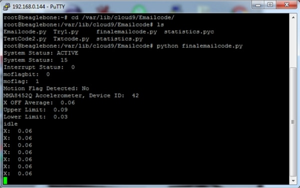 Running the Python script from the terminal Image of running the Python script from the terminal