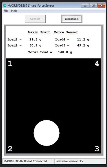 Maxim MAXREFDES82# GUI application Screenshot of Maxim MAXREFDES82# GUI application