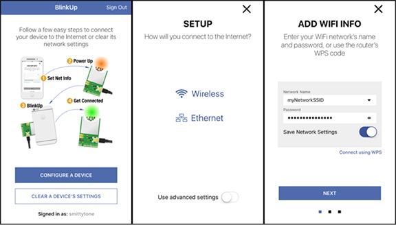 Electric Imp BlinkUp application Image de l'application BlinkUp d'Electric Imp