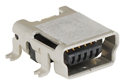 Hirose’s UX60A-MB-5ST USB-mini receptacle Image of Hirose’s UX60A-MB-5ST USB-mini receptacle