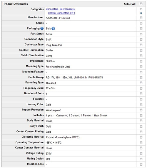 Digi-Key part search for the Amphenol 132114 part Image of Digi-Key part search for the Amphenol 132114 part
