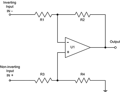 Typical current sense amplifier Schéma simplifié d'un amplificateur de détection du courant typique