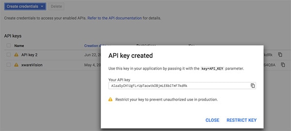 GCP Vision API key Image of GCP Vision API key