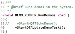 Adding the OTA demonstration task into the aws_demos application Image of adding the OTA demonstration task into the aws_demos application