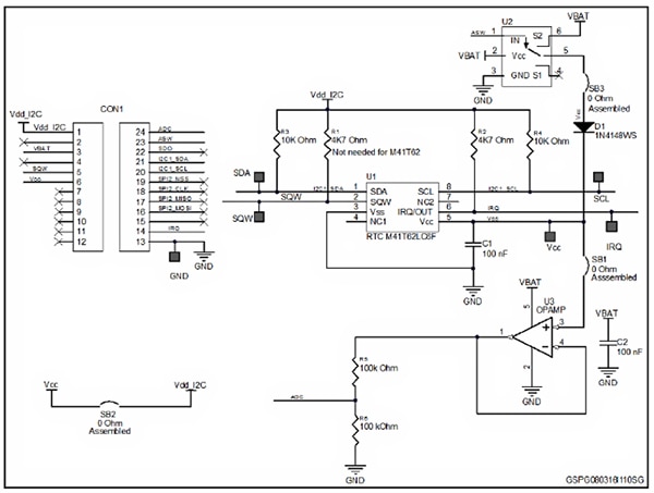 STMicroelectronics M41T62 RTCC chip Diagram of STMicroelectronics M41T62 RTCC chip