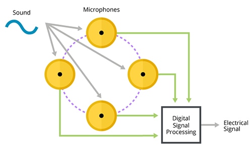 Microphones used in an array Diagram of microphones used in an array