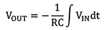 VOUT = - 1/RC ∫ VINdt Equation 1