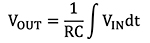 VOUT = 1/RC ∫ VINdt Equation 2