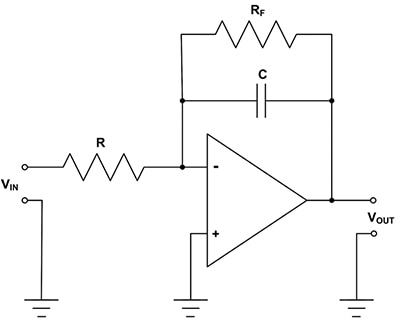 Large resistor in parallel with the feedback capacitor Diagram of large resistor in parallel with the feedback capacitor
