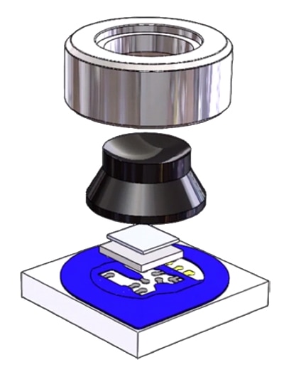 TE Connectivity MS5840 pressure sensor module includes an opaque gel layer Image of TE Connectivity MS5840 pressure sensor module includes an opaque gel layer