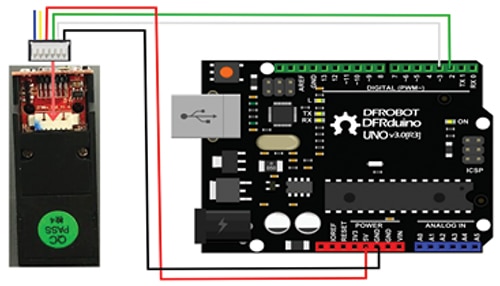 DFRobot SEN0188 fingerprint module Image of DFRobot SEN0188 fingerprint module