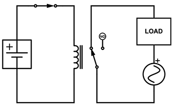 EMRs connect AC power to the load EMR 將 AC 電源接至負載示意圖