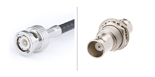BNC connector includes a bayonet body lock Immagine del connettore BNC con chiusura a baionetta