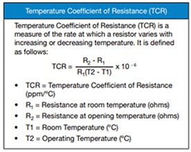 TCR is a measure of the rate at which a resistor varies with increasing or decreasing temperature Image du TCR qui est une mesure de la vitesse à laquelle une résistance varie avec une température croissante ou décroissante