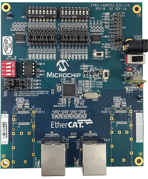 Microchip LAN9252 DIGIO board Image of Microchip LAN9252 DIGIO board