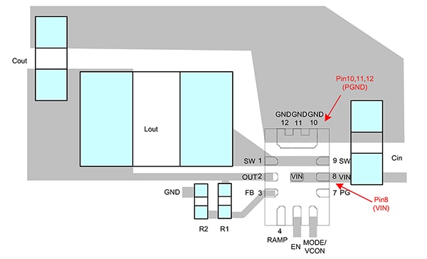 Monolithic Power Systems input capacitor of the MP2145 (click to enlarge) Diagram of Monolithic Power Systems input capacitor of the MP2145 (click to enlarge)