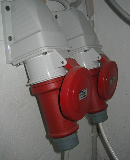 Red color-coded heavy-duty connector