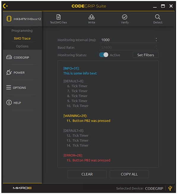 MikroElektronika CodeGrip Suite can provide real-time debug and trace information Image of MikroElektronika CodeGrip Suite can provide real-time debug and trace information