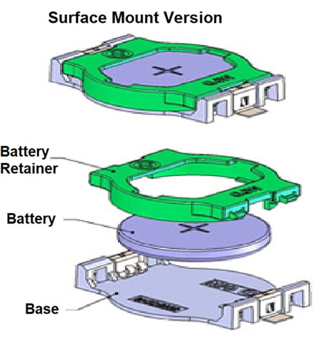 Snap Dragon coin cell holders Image of Snap Dragon coin cell holders