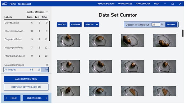 NXP eIQ Portal's data set curator tool (click to enlarge)