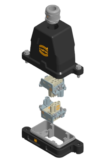 Configurator rendering of a six-pin wire plug and base receptacle Image of configurator rendering of a six-pin wire plug and base receptacle