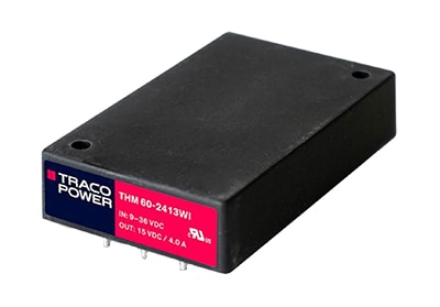 TRACO Power THM 60WI series 60-watt, quarter-brick medical qualified DC/DC converters Image of TRACO Power THM 60WI series 60-watt, quarter-brick medical qualified DC/DC converters