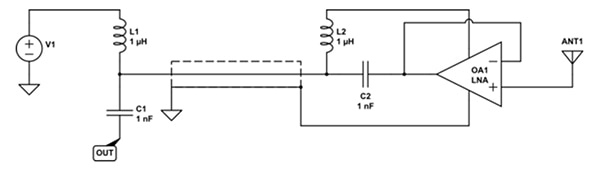 DC power to the antenna LNA can be superimposed on the cable (click to enlarge) Diagram of DC power to the antenna LNA can be superimposed on the cable (click to enlarge)