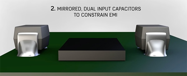 Dual, mirrored input capacitors Image of dual, mirrored input capacitors