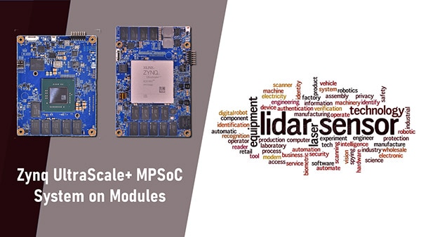 iWave Systems Zynq UltraScale+ MPSoC System on Modules LiDAR Sensor Image de systèmes sur module MPSoC Zynq UltraScale+ pour capteur LiDAR d'iWave Systems