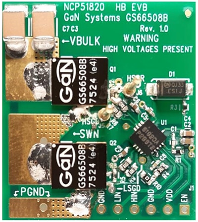onsemi NCP51820GAN1GEVB EVB includes an NCP51820 driver תמונה של NCP51820GAN1GEVB EVB של onsemi הכולל דוחף NCP51820
