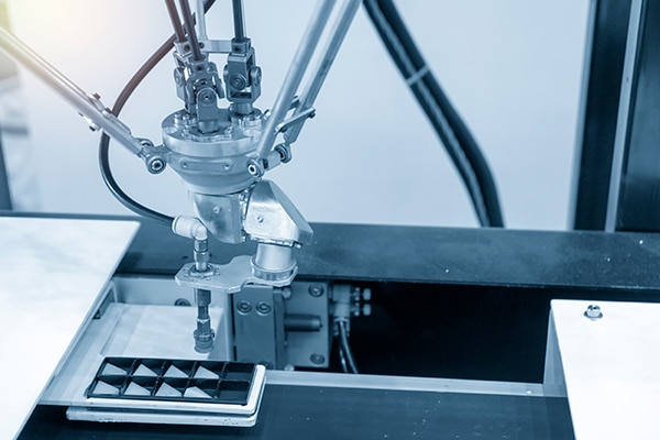 Robotic linkage-arm use in electronics production line Image of robotic linkage-arm use in electronics production line