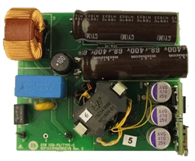 onsemi NCP1342PD65WGEVB USB-C PD 3.0 wall charger Image du chargeur mural USB-C PD 3.0 NCP1342PD65WGEVB d'onsemi