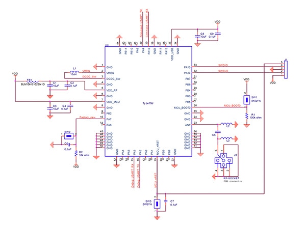 Murata Electronics LBAA0QB1SJ-296 module (click to enlarge) Schéma modulu Murata Electronics LBAA0QB1SJ-296 (kliknutím zvětšíte)