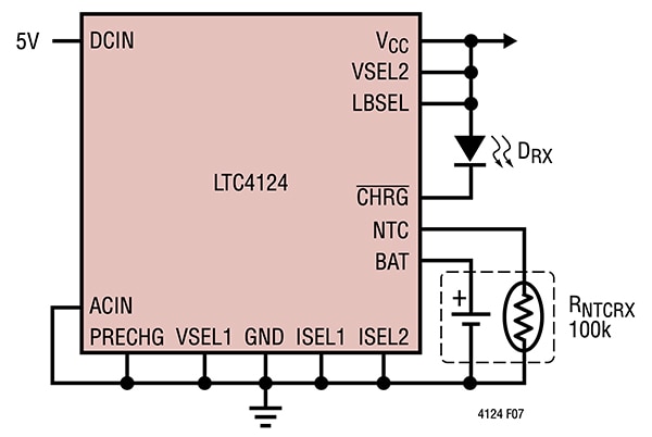 Analog Devices LTC4124 charger Diagram of Analog Devices LTC4124 charger