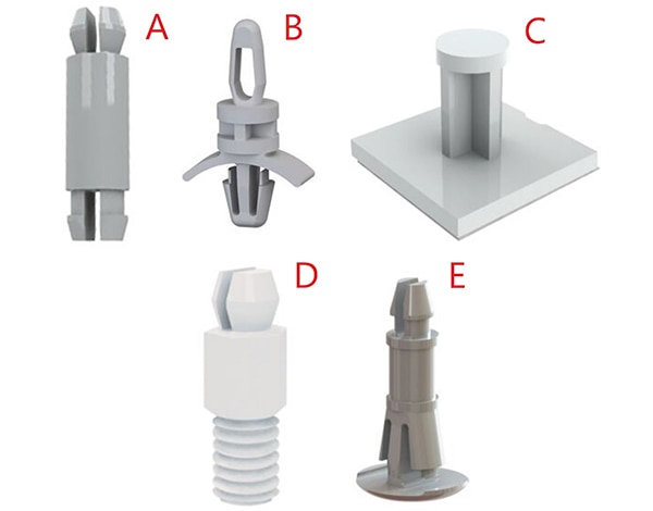 Several options for fixing supports to pc boards Image de plusieurs options de fixation des supports de circuits imprimés
