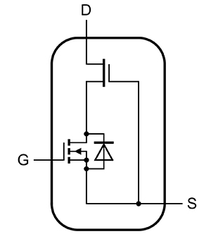 Low-voltage silicon MOSFET in a cascode configuration Diagram of low-voltage silicon MOSFET in a cascode configuration