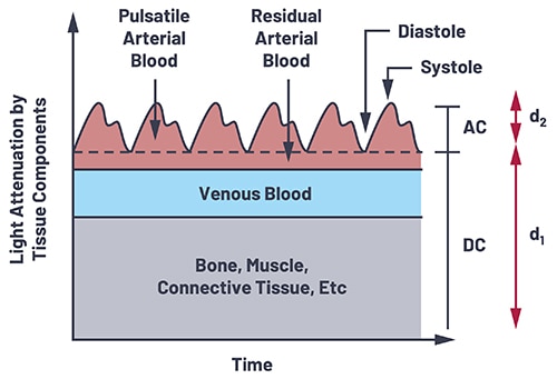 PPG signal in pulse oximetry Image of PPG signal in pulse oximetry