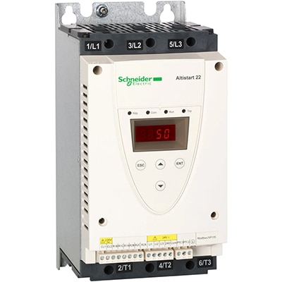 Soft start-stop unit can handle motors up to 15 hp Obrázek – jednotka s měkkým rozběhem a zastavením zvládne motory do 15 k.
